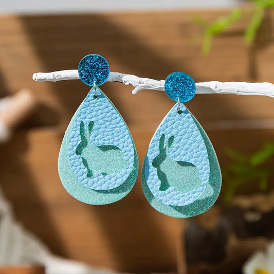 Blue Sparkle Bunny Earrings