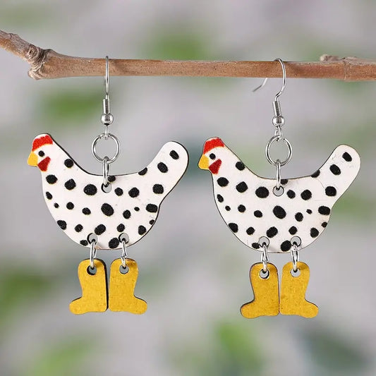 Chicken Boot Earrings