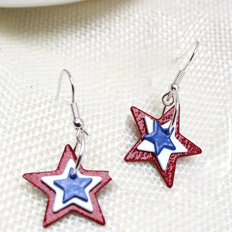 Dainty Patriotic Star Earrings