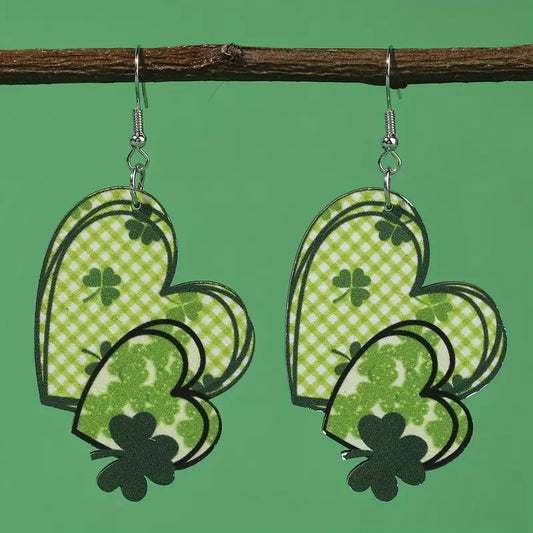 Double Clover Heart Earrings