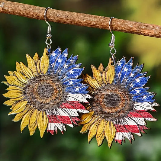 Patriotic Sunflower Earrings