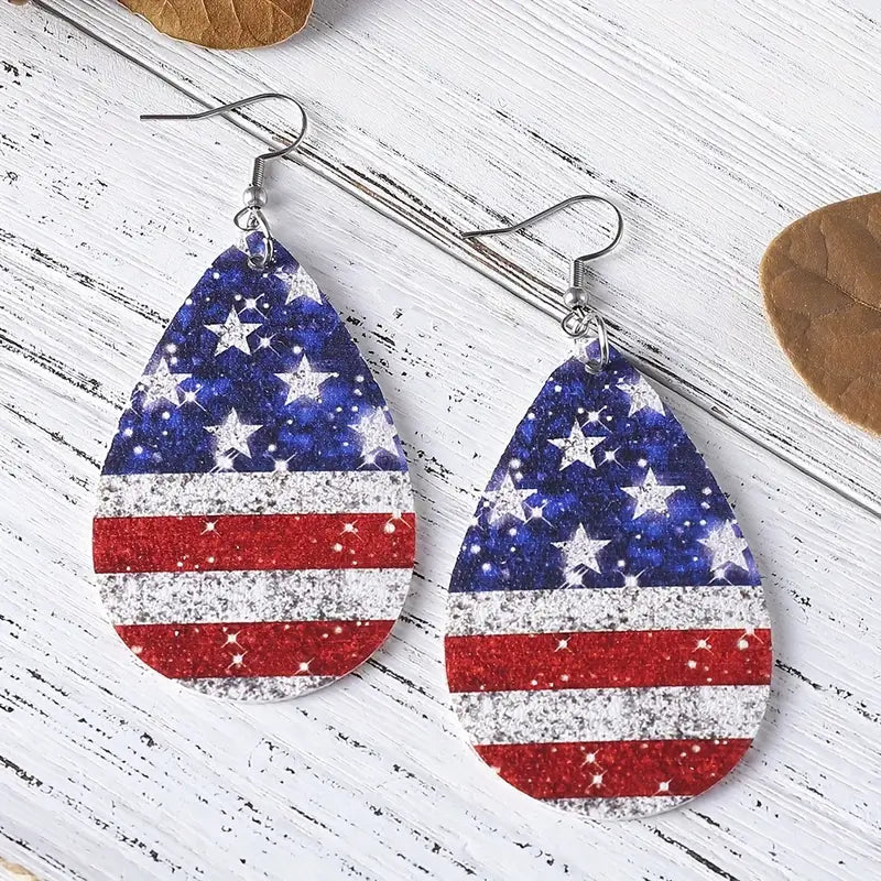 Patriotic Teardrop Flag Earrings