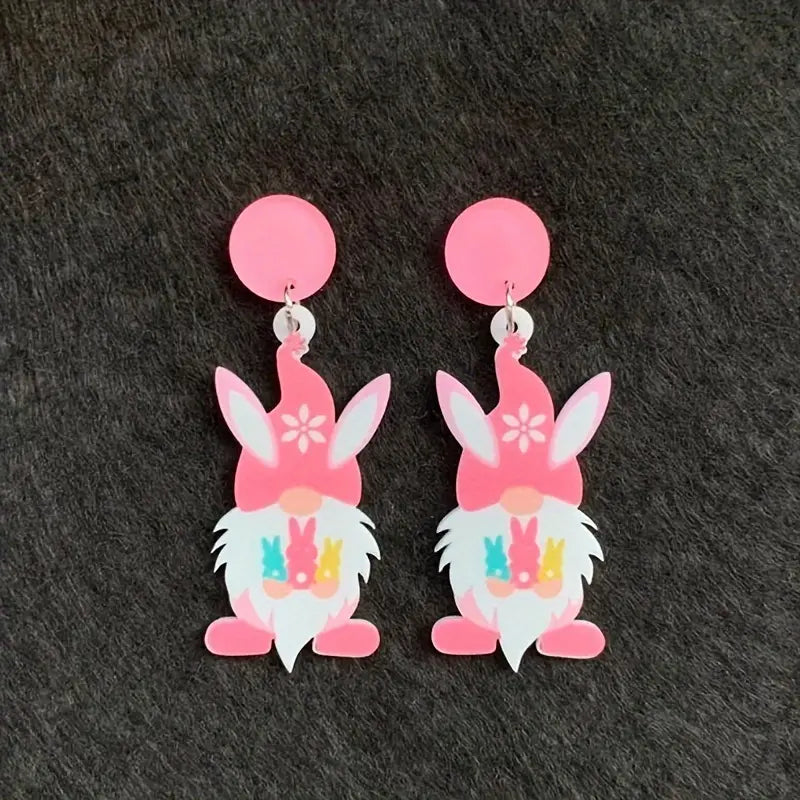 Pink Easter Gnome Earrings