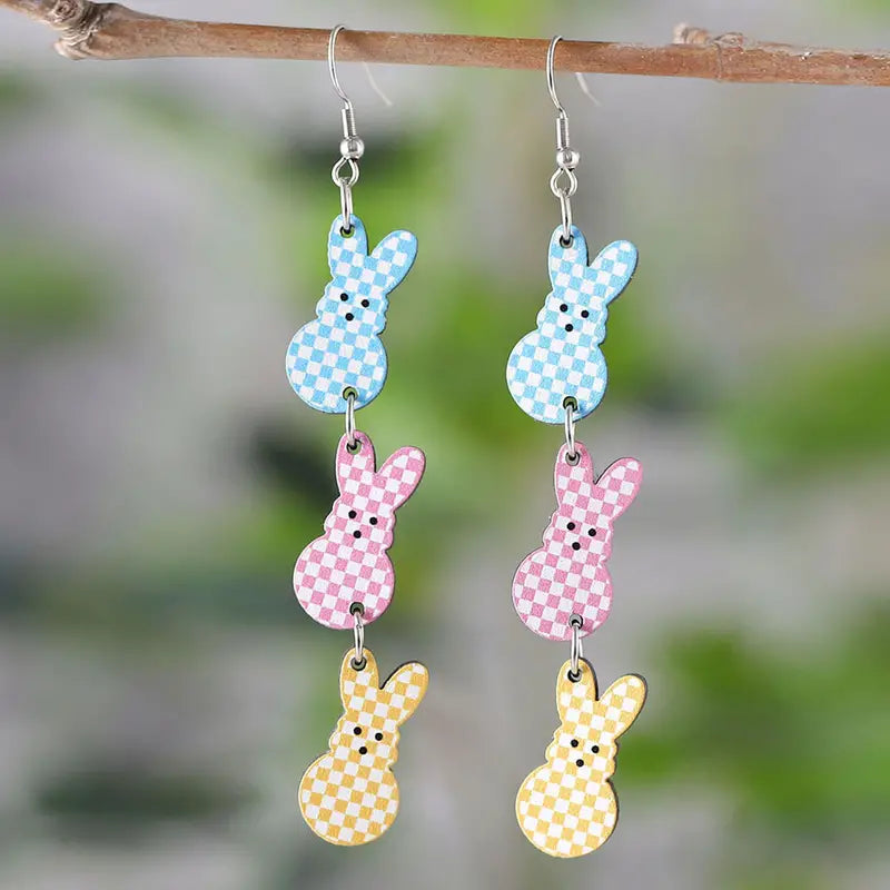 Plaid Tiered Bunny Earrings