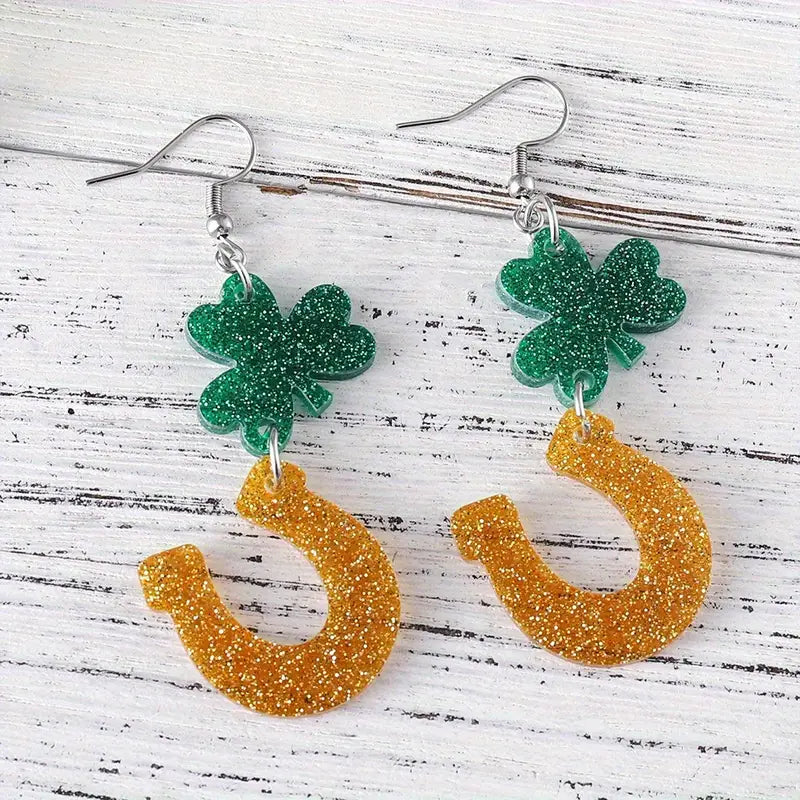 Shamrock Horseshoe Earrings