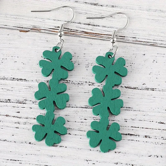 Stacked Green Clover Earrings