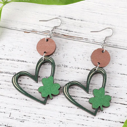 Wooden Clover Hearts