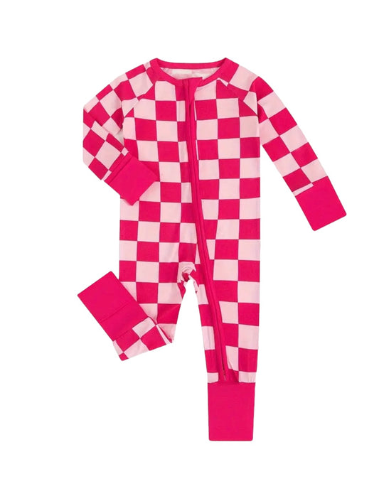 Pink Checkered Bamboo Jammies