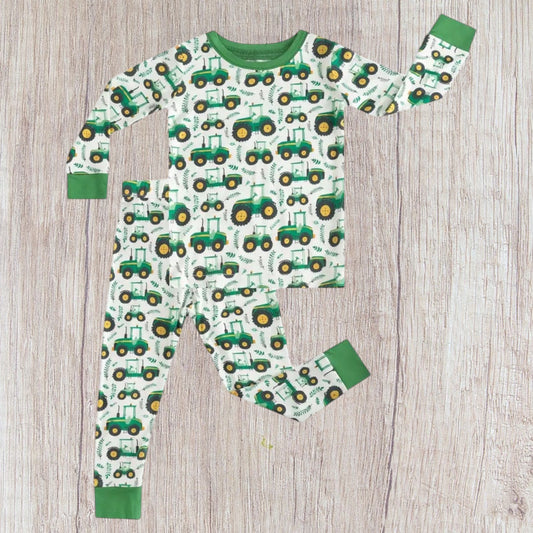 Green Tractor Bamboo Jammies