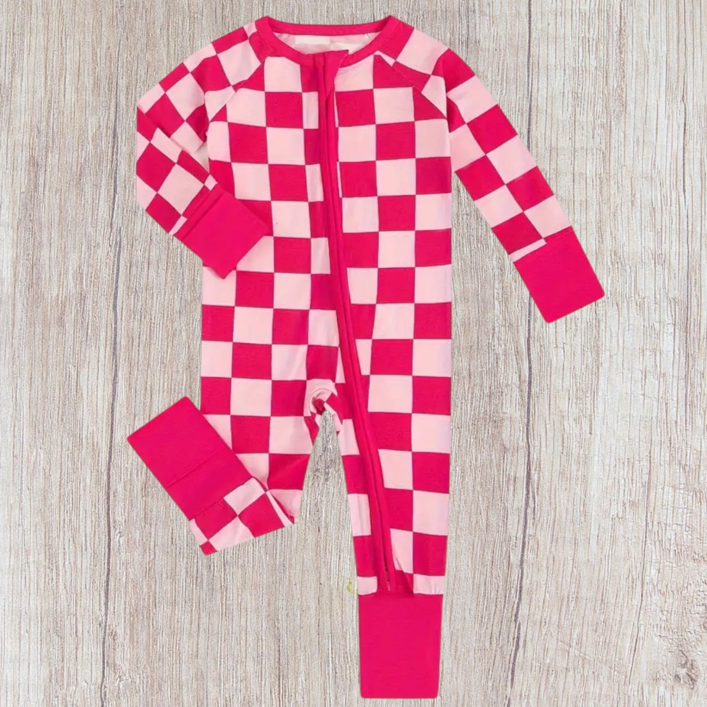 Pink Checkered Bamboo Zippy