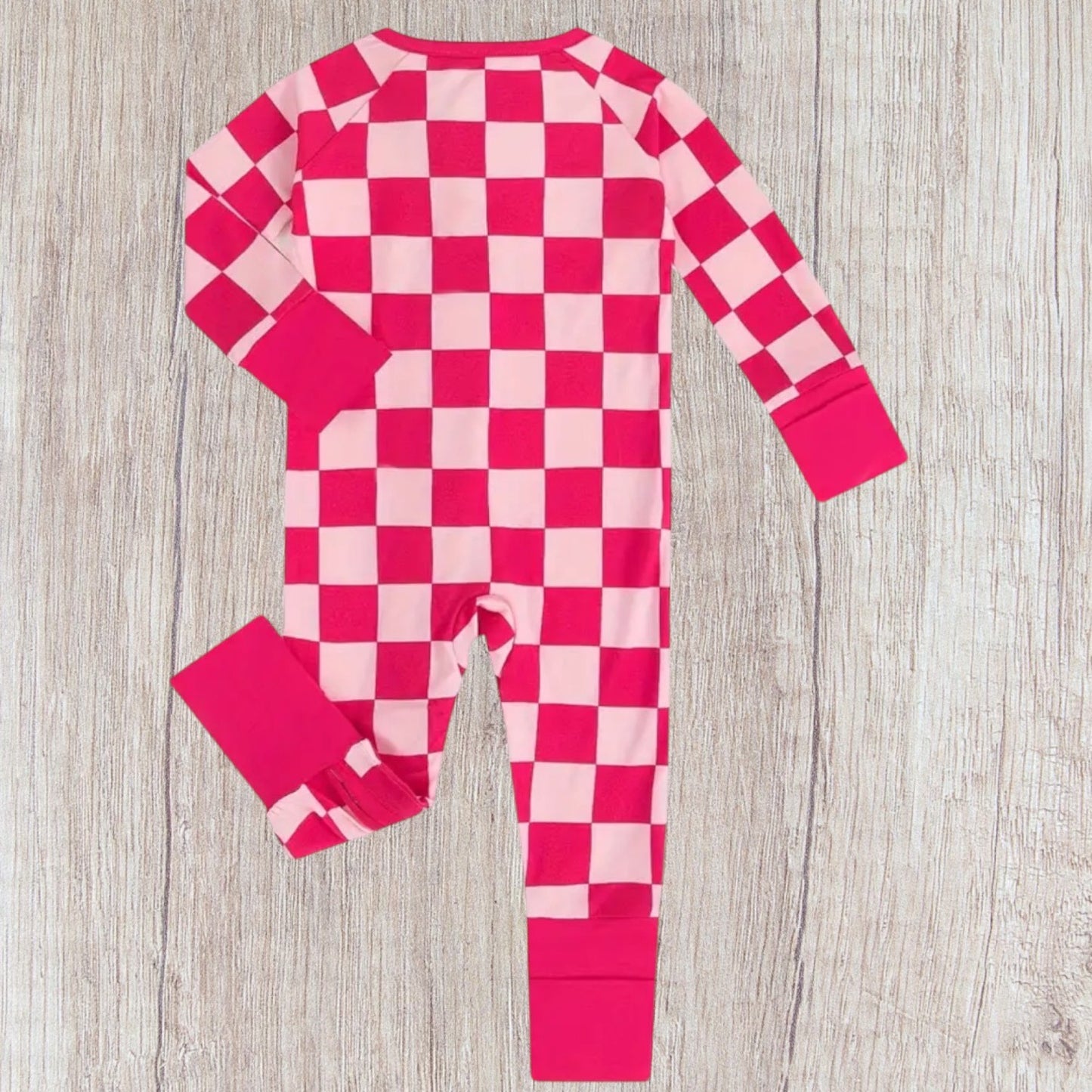 Pink Checkered Bamboo Zippy