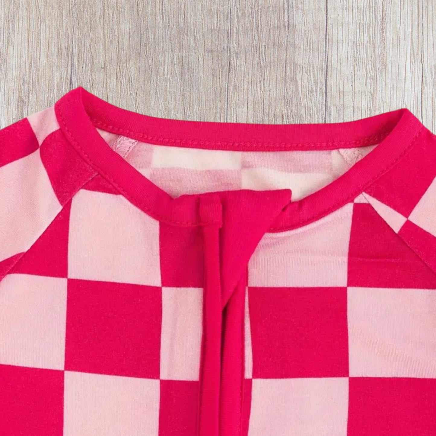 Pink Checkered Bamboo Zippy